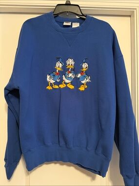 Disney Blue Crewneck Sweatshirt with Donald Duck Trio